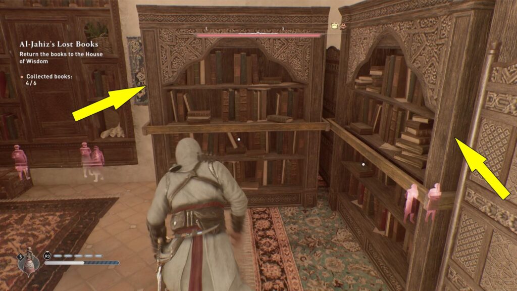 To get the Assassin’s Creed Mirage Scholar's Estate Gear Chest move the book shelves.