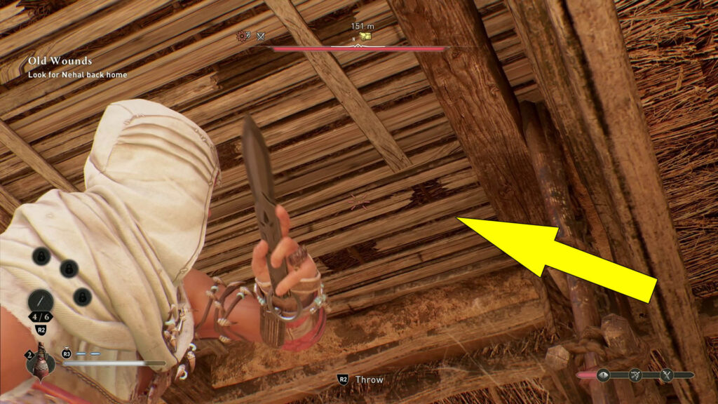 Use a Throwing Knife to destroy the wooden board blocking the path to the Gear Chest.