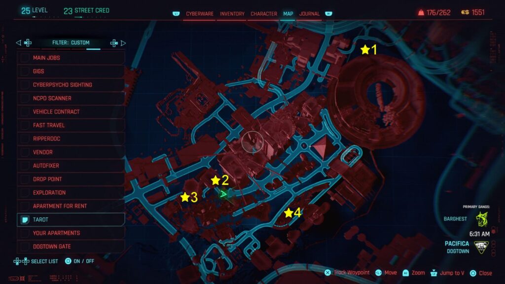 Cyberpunk 2077's Phantom Liberty expansion features four Tarot Cards Graffiti hidden in the Dogtown area.
