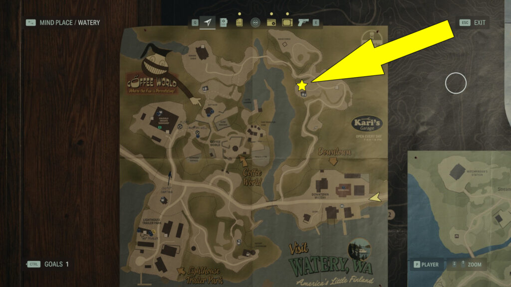 Watery Crossbow Cult Stash Location Map