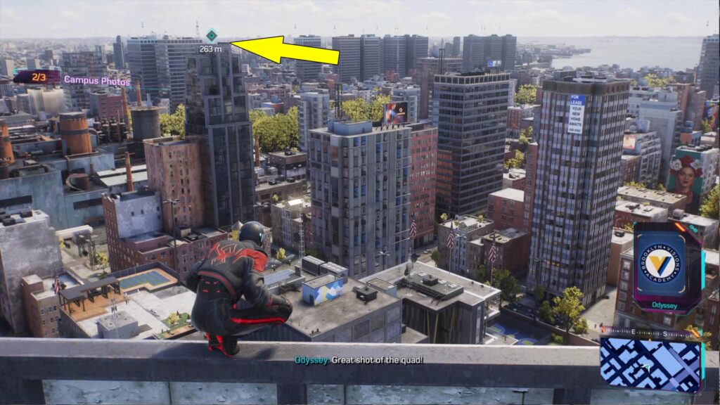 Fore the second Spider-Man 2 High Vantage Photo check the high building near the campus.