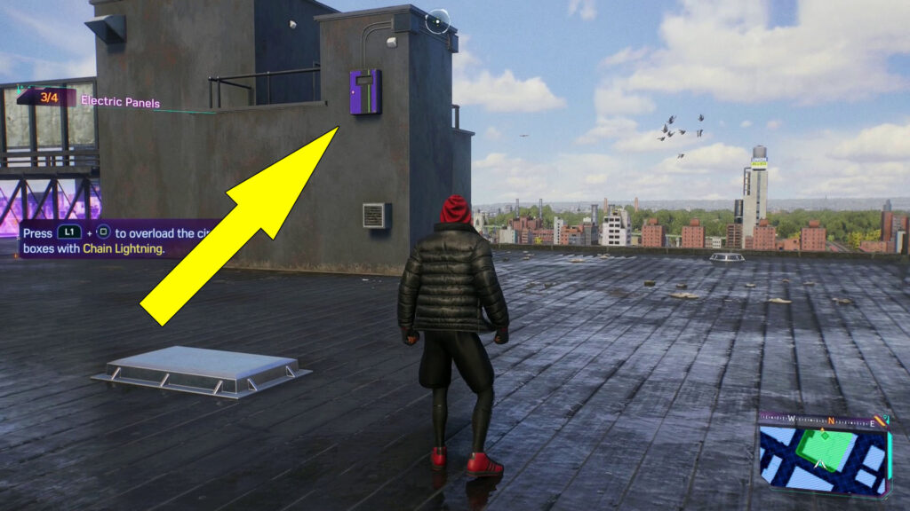 The final Electric Panel can be found on the side of a small building on the highest rooftop.