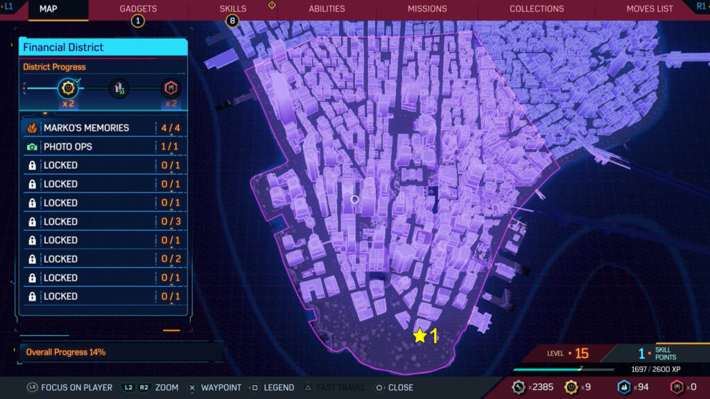 There is only one Photo Op in Financial District of Spider-Man 2.