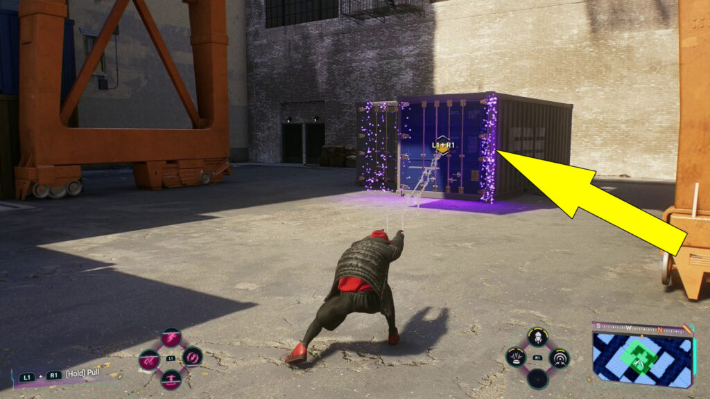 To open the container on the ground, hold down the L1 and R1 buttons once again.