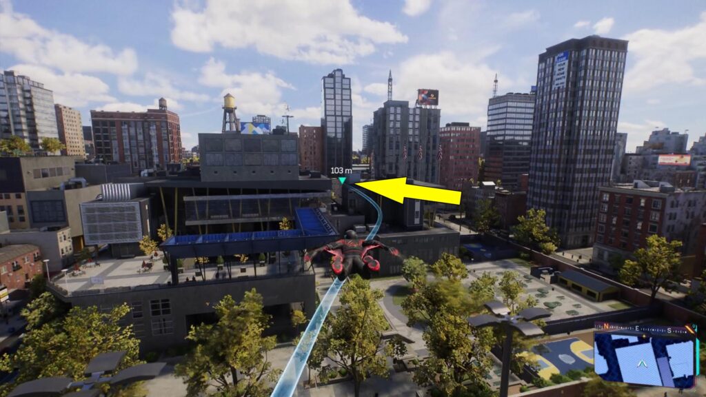 Follow the Camera Drone by swinging next to it.