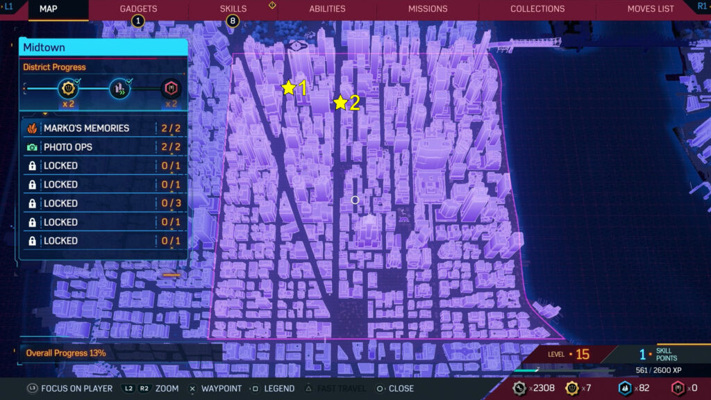 You can find and complete two Midtown Photo Ops activities in Spider-Man 2.