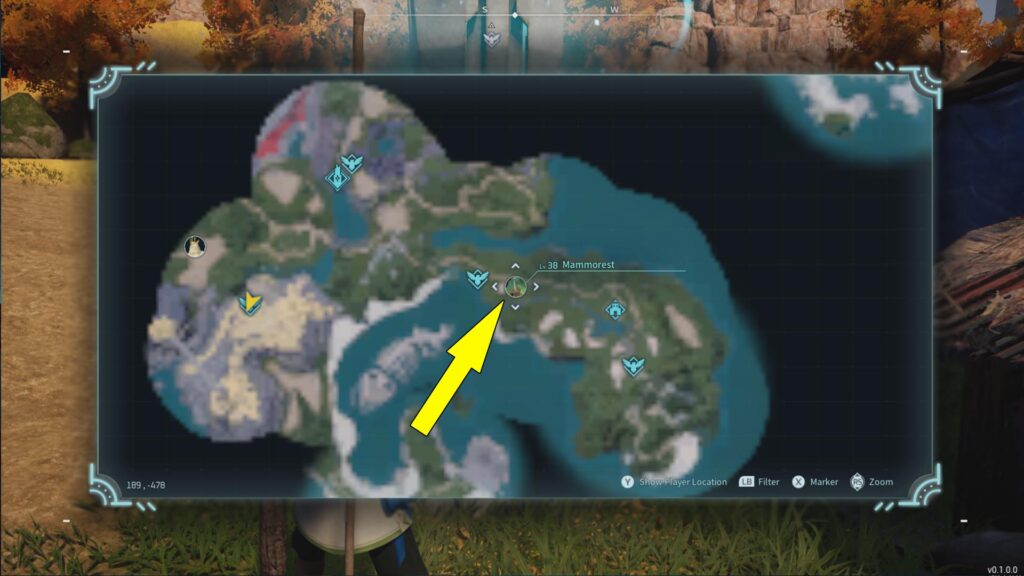 The image shows the location of an Alpha Pal in Palworld.