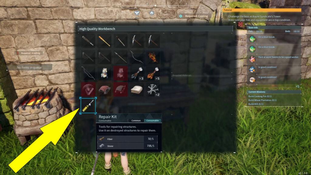 This image shows how to craft the Repair Kit.