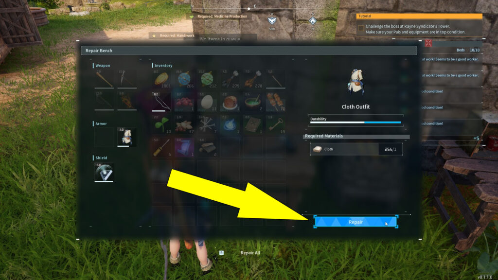 This image shows how to repair your items.