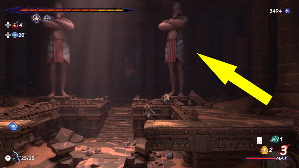 This image shows the puzzle room of the hidden chest in Pit of Eternal Sands.