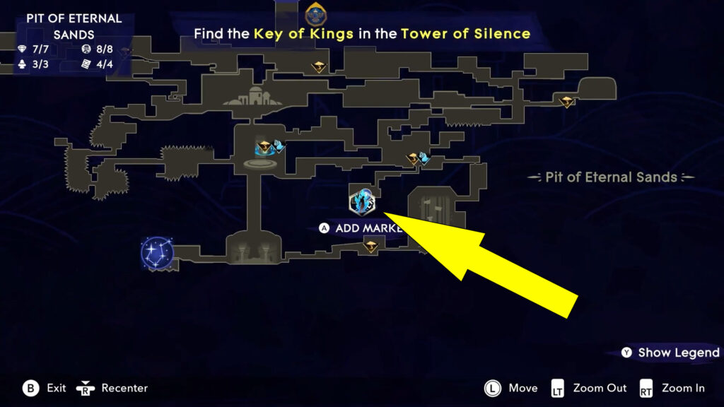 This image show the location hidden chest in the Pit of Eternal Sands.