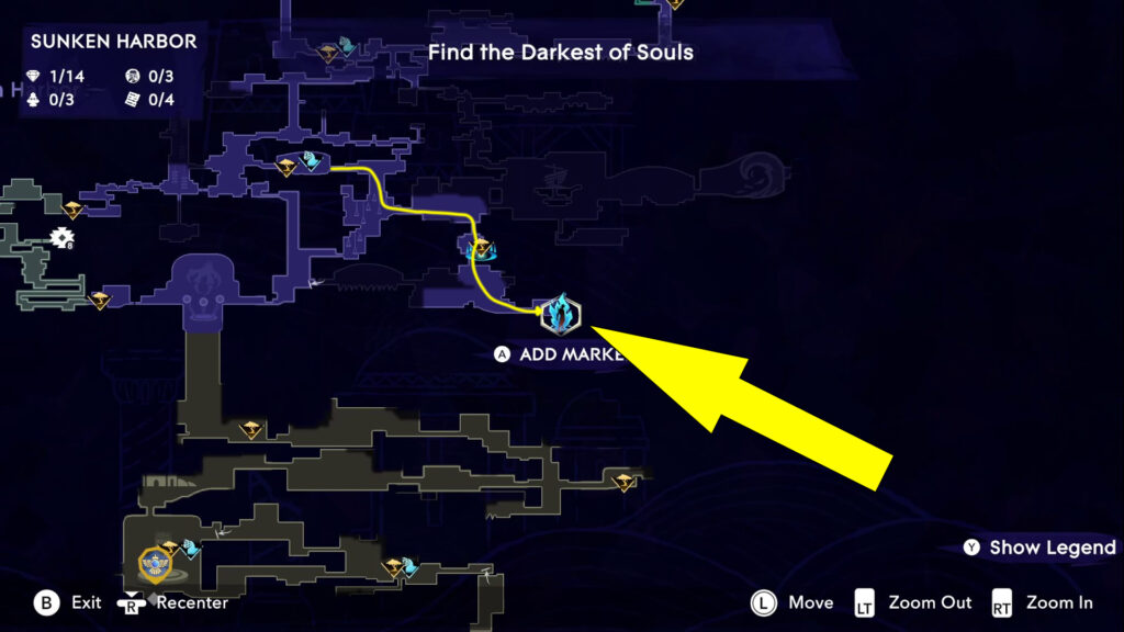 This image shows where to find and how to reach the Tic Tac Toe puzzle in Sunken Harbor.