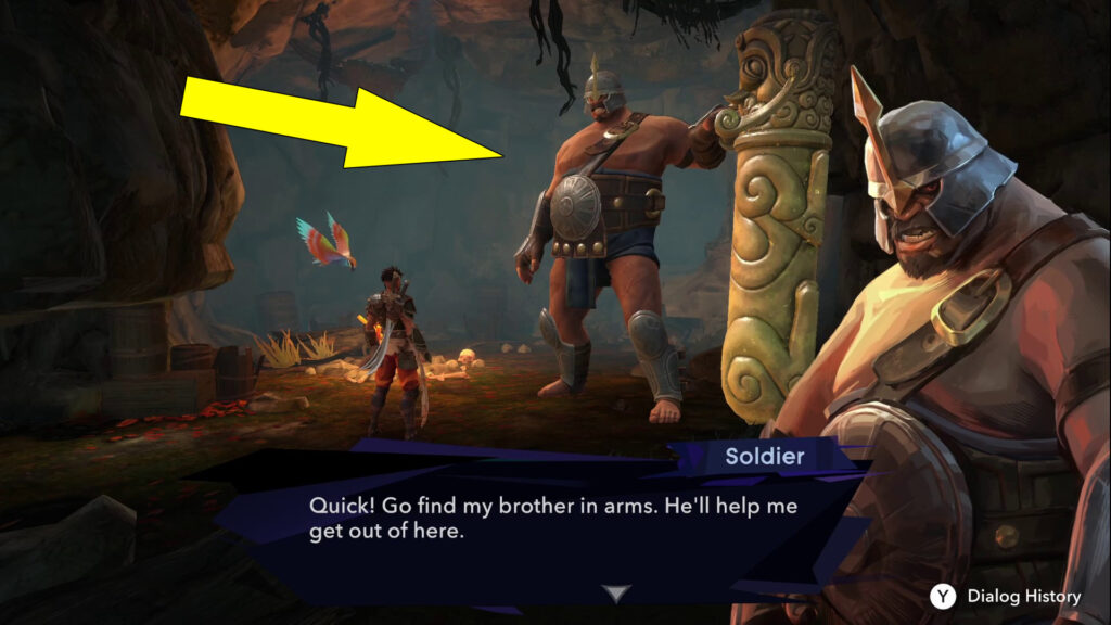 This image shows a conversation with the NPC Soldier.