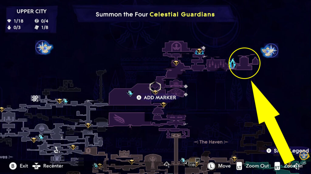 This image shows the exact location of the Clock puzzles in Upper City.