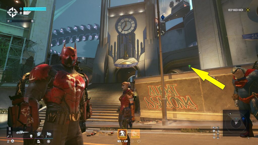 The second Riddler Trophy in by a church in the Suicide Slums area.